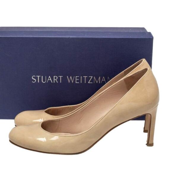 Stuart Weitzman Shoes - Stuart Weitzman Beige Patent Leather Sole Moody Round Toe Pumps Size 6M